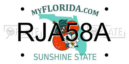 RJA58A Florida License Plate