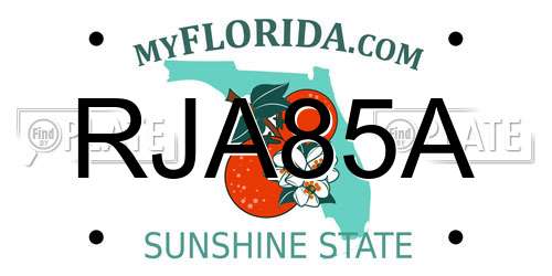 RJA85A Florida License Plate