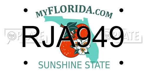 RJA949 Florida License Plate