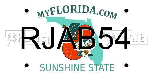 RJAB54 Florida License Plate