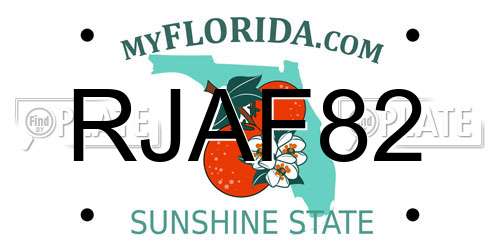 RJAF82 Florida License Plate