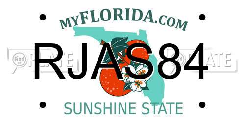 RJAS84 Florida License Plate