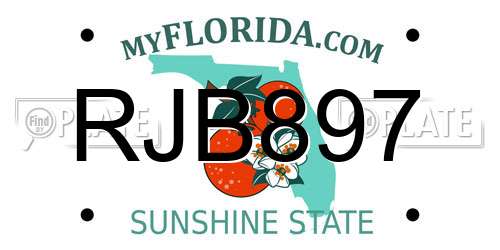 RJB897 Florida License Plate