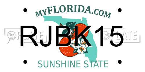 RJBK15 Florida License Plate