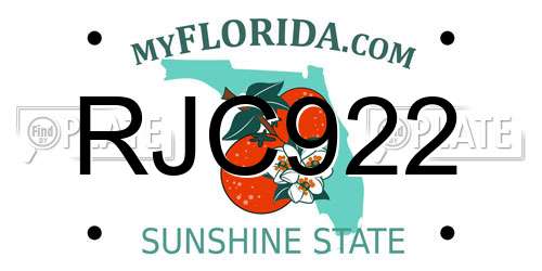 RJC922 Florida License Plate
