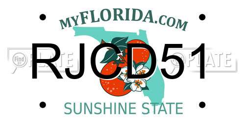 RJCD51 Florida License Plate