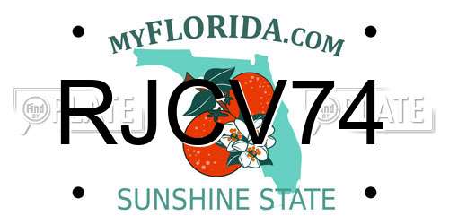 RJCV74 Florida License Plate