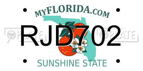 RJD702 Florida License Plate