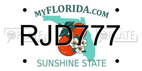 RJD777 Florida License Plate