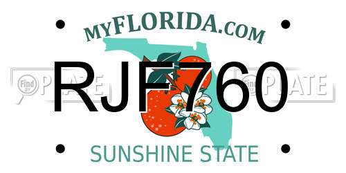 RJF760 Florida License Plate
