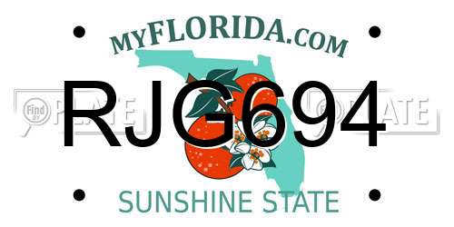 RJG694 Florida License Plate