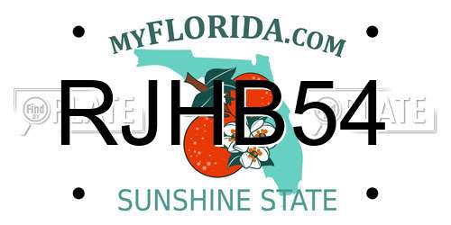 RJHB54 Florida License Plate