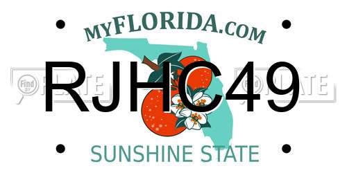 RJHC49 Florida License Plate