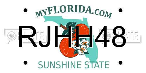 RJHH48 Florida License Plate