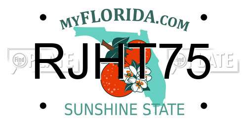 RJHT75 Florida License Plate