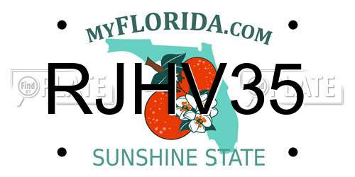 RJHV35 Florida License Plate