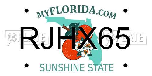 RJHX65 Florida License Plate
