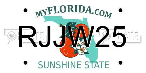 RJJW25 Florida License Plate