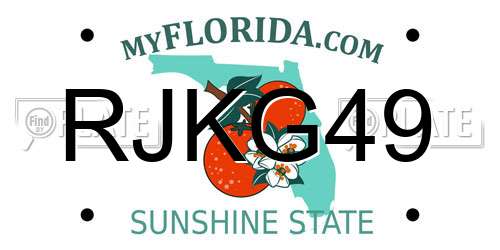 RJKG49 Florida License Plate