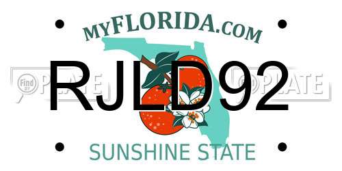 RJLD92 Florida License Plate