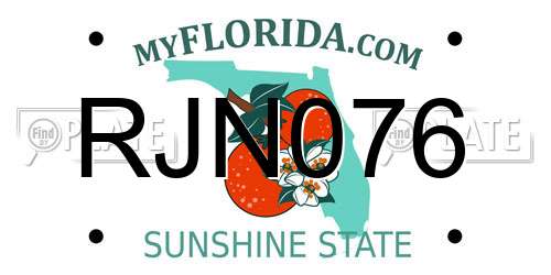 RJN076 Florida License Plate