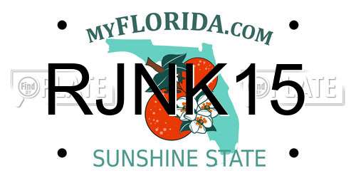 RJNK15 Florida License Plate