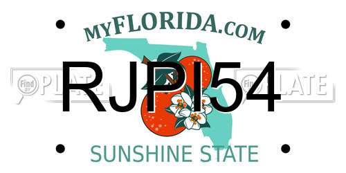 RJPI54 Florida License Plate
