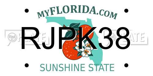 RJPK38 Florida License Plate