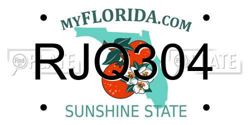 RJQ304 Florida License Plate