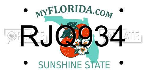 RJQ934 Florida License Plate