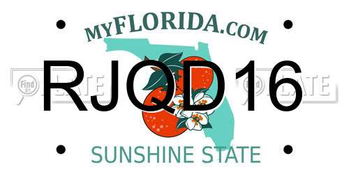 RJQD16 Florida License Plate