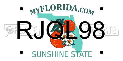 RJQL98 Florida License Plate