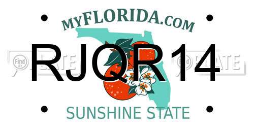 RJQR14 Florida License Plate