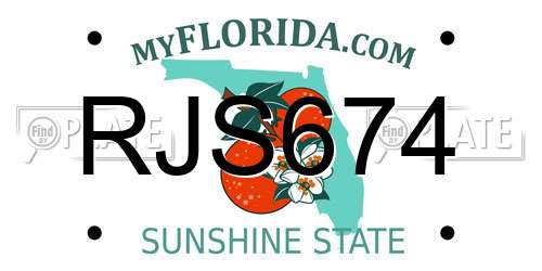 RJS674 Florida License Plate
