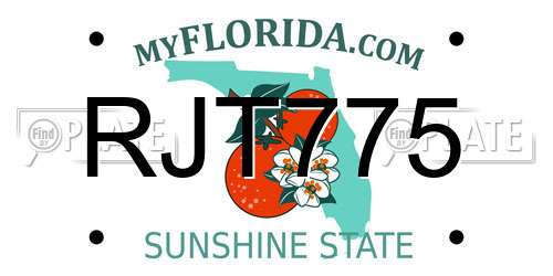 RJT775 Florida License Plate