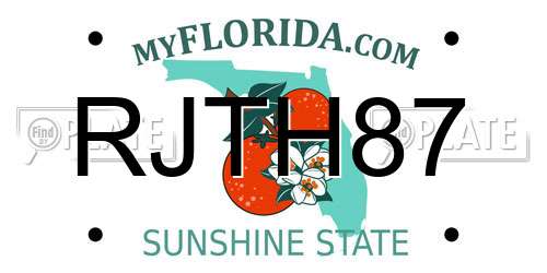 RJTH87 Florida License Plate