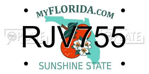 RJV755 Florida License Plate