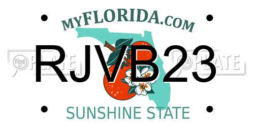 RJVB23 Florida License Plate