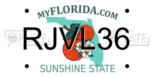 RJVL36 Florida License Plate