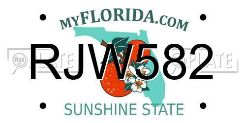 RJW582 Florida License Plate