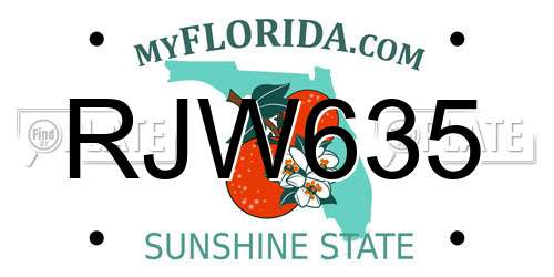 RJW635 Florida License Plate
