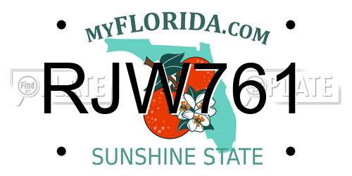 RJW761 Florida License Plate