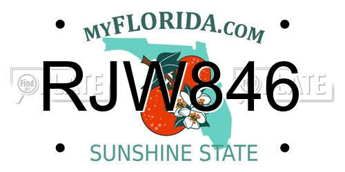 RJW846 Florida License Plate