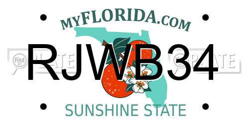 RJWB34 Florida License Plate