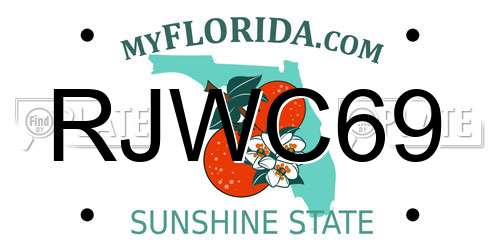RJWC69 Florida License Plate
