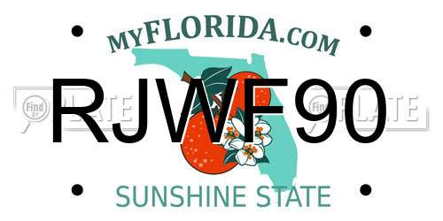 RJWF90 Florida License Plate