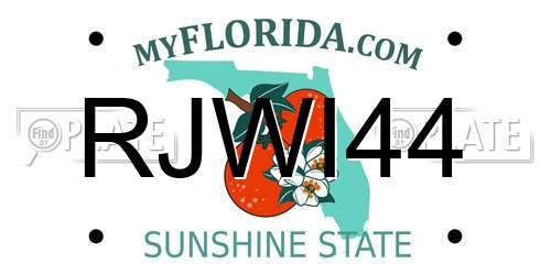 RJWI44 Florida License Plate