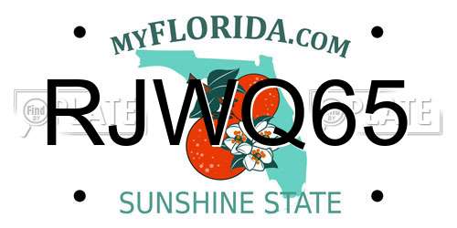 RJWQ65 Florida License Plate