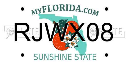 RJWX08 Florida License Plate