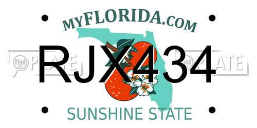 RJX434 Florida License Plate